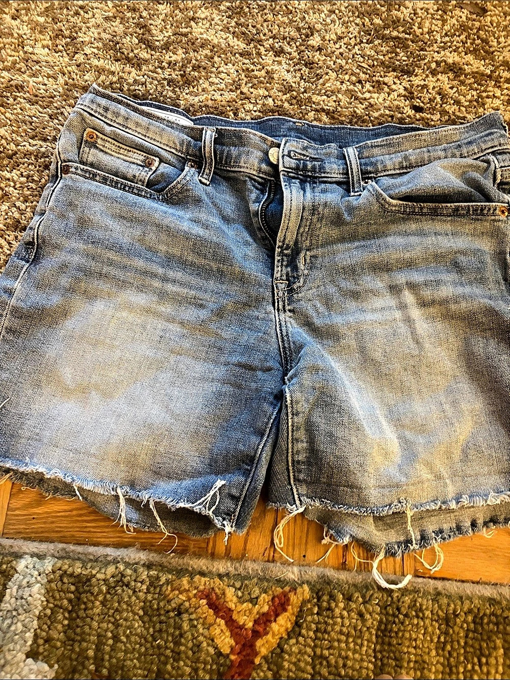 Gap 5" Girlfriend Short Mid Rise Denim Shorts Blue Waist 28